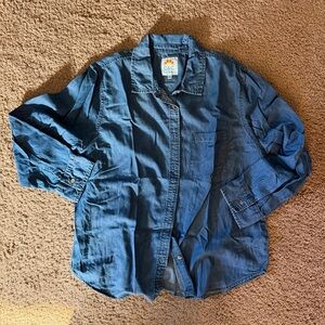 C&C California soft blue denim button down women’s shirt, XL